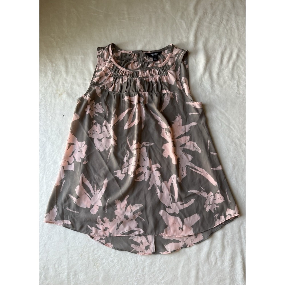 Simply Vera Vera Wang Floral Sheer Tank Top Sleeveless Blouse Pink Gray M